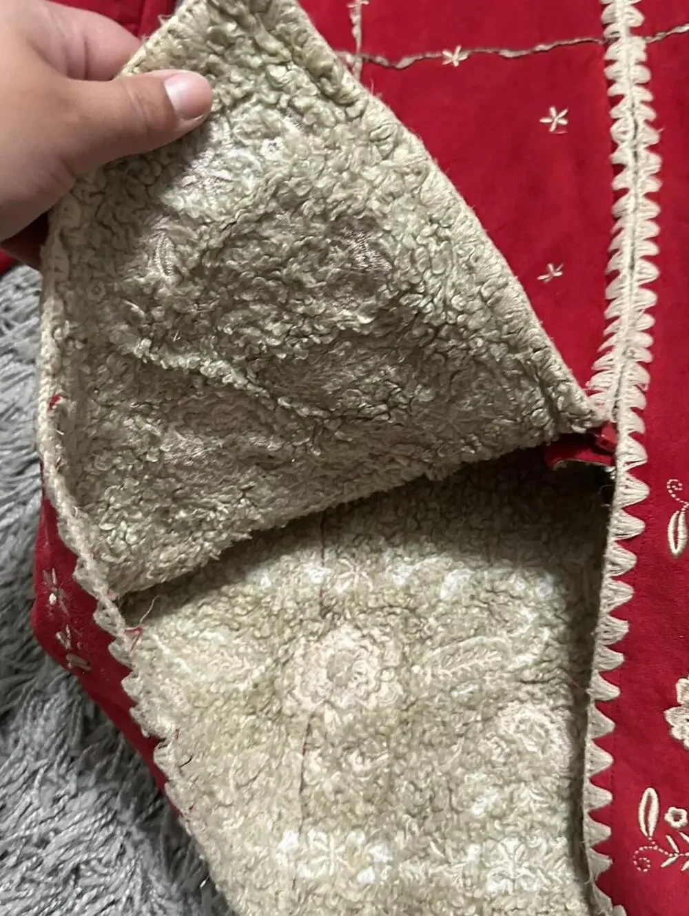 Y2K Red Gap Shearling Embroidered Jacket Size 10 kids